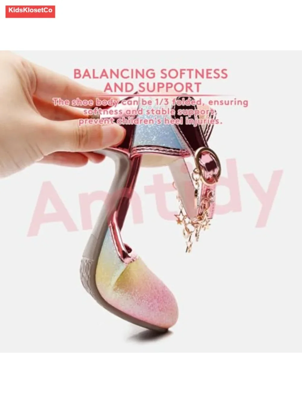 Toddler Girl Mary Jane Ballet Flats Glitter Slip Resistant PU Dress Shoes